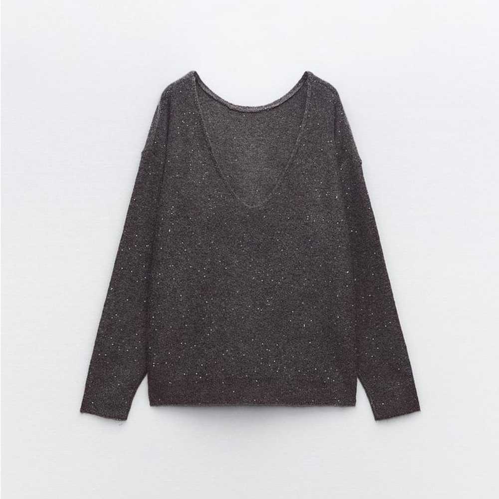 ZARA SEQUIN KNIT SWEATER - Picture 5 of 9